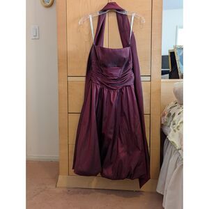 David's Bridal Strapless Knee Length Maroon Dress with Stole Size 4